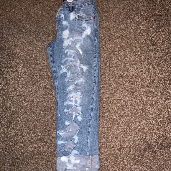 Handmade Distressed Acid Wash Jeans - Picture 3 of 4